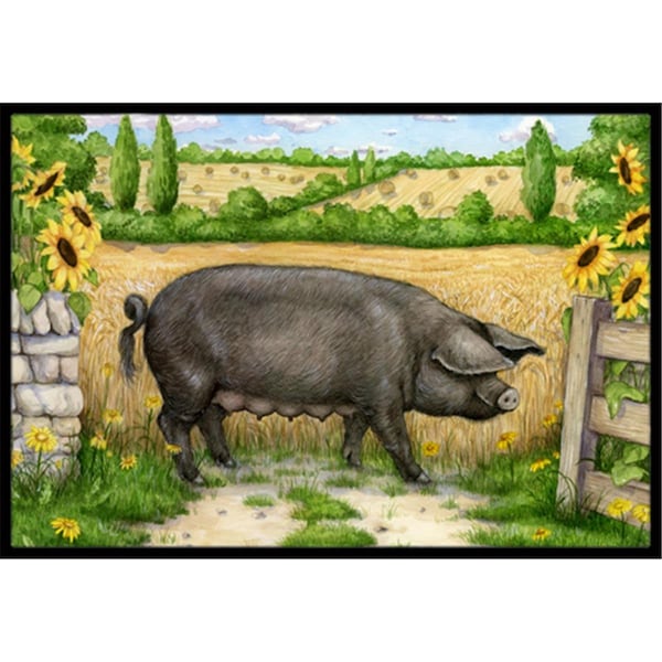 Jensendistributionservices Black Pig with Sunflowers Indoor or Outdoor Mat, 24 x 36 MI2557483 - main